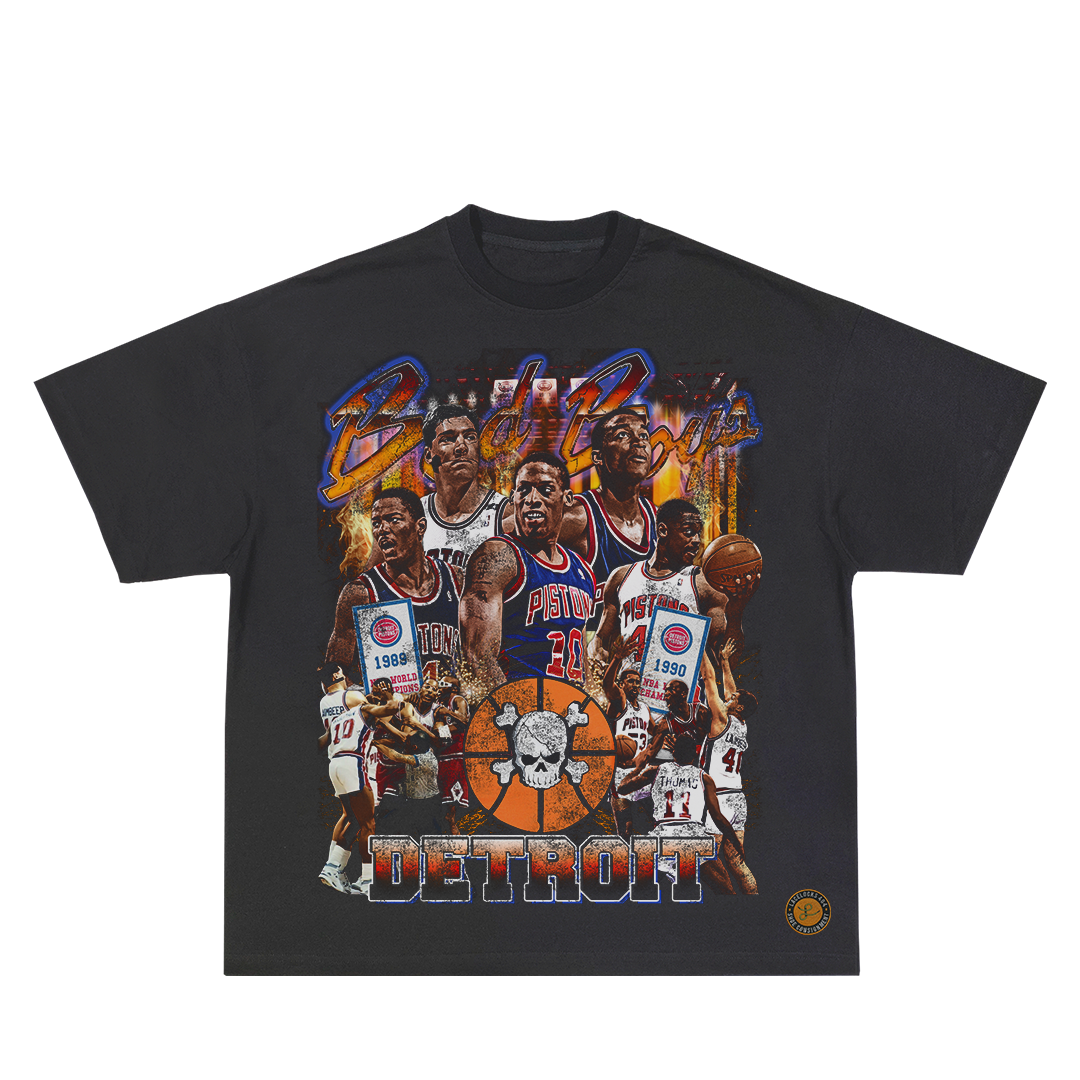 Lacelocks “Bad Boys Pistons” Tee (Ash Black & White)