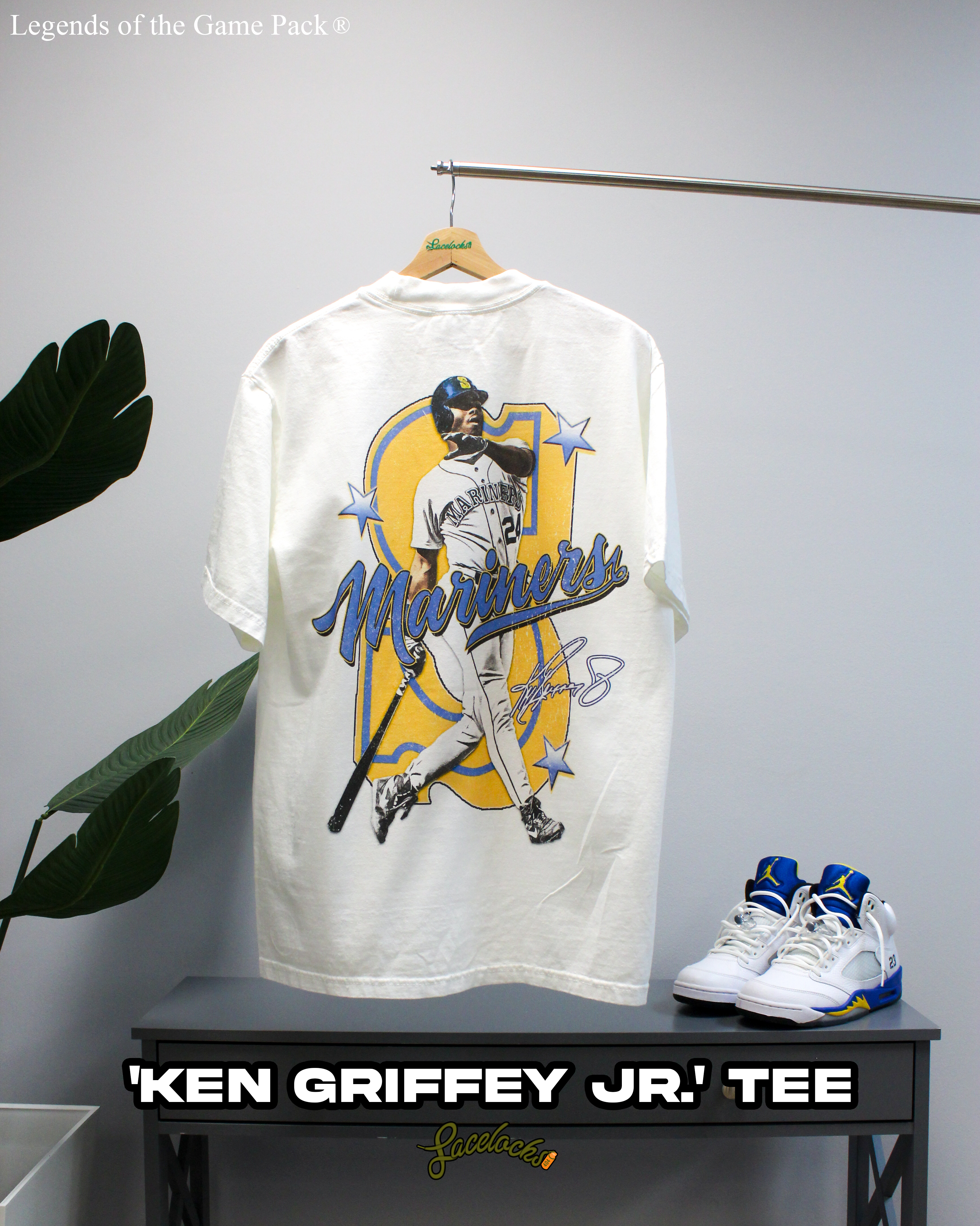 Lacelocks ‘Griffey’ Tee v2 (White & Vintage Black)