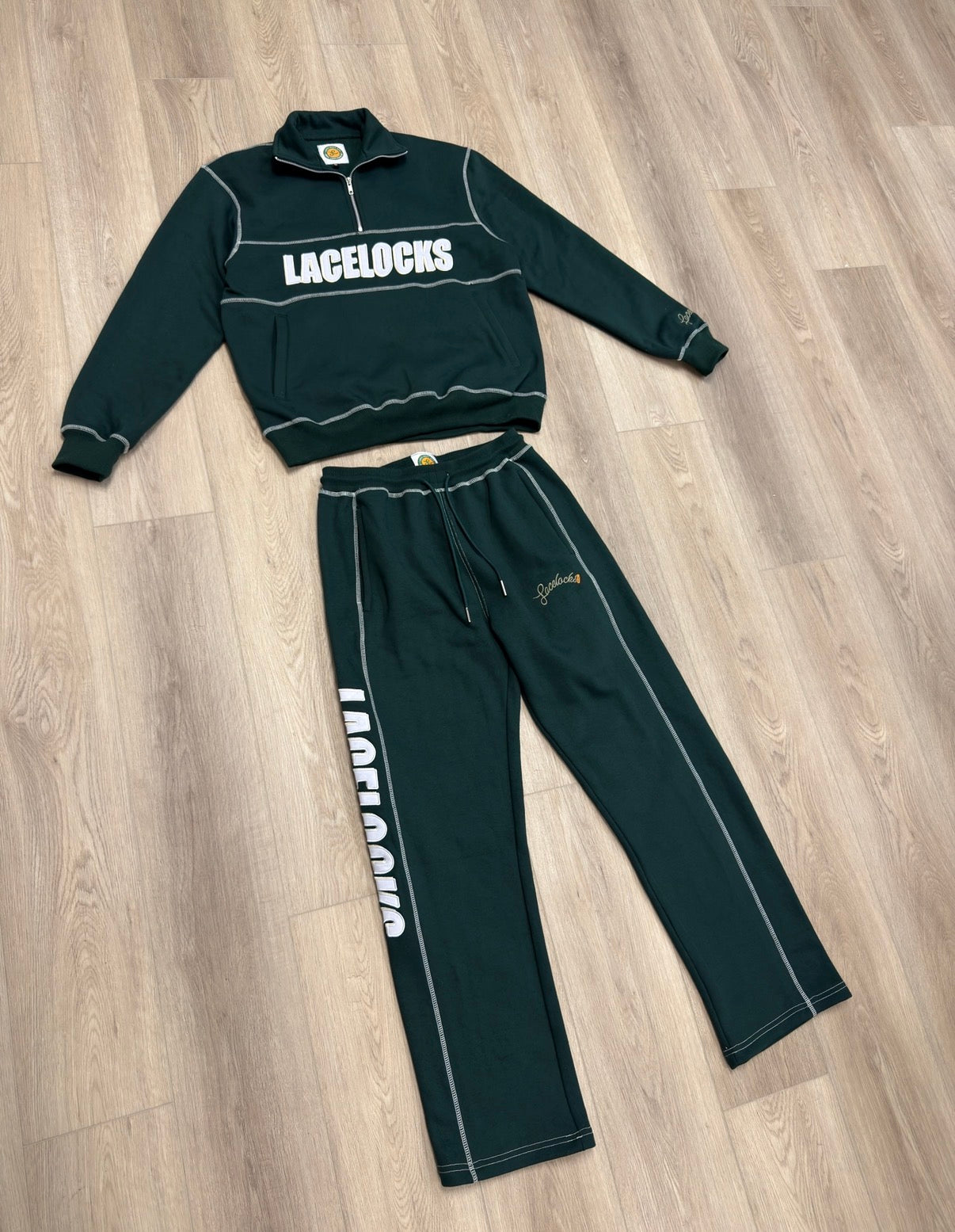 Contrast Stitch Sweatpants (Green)