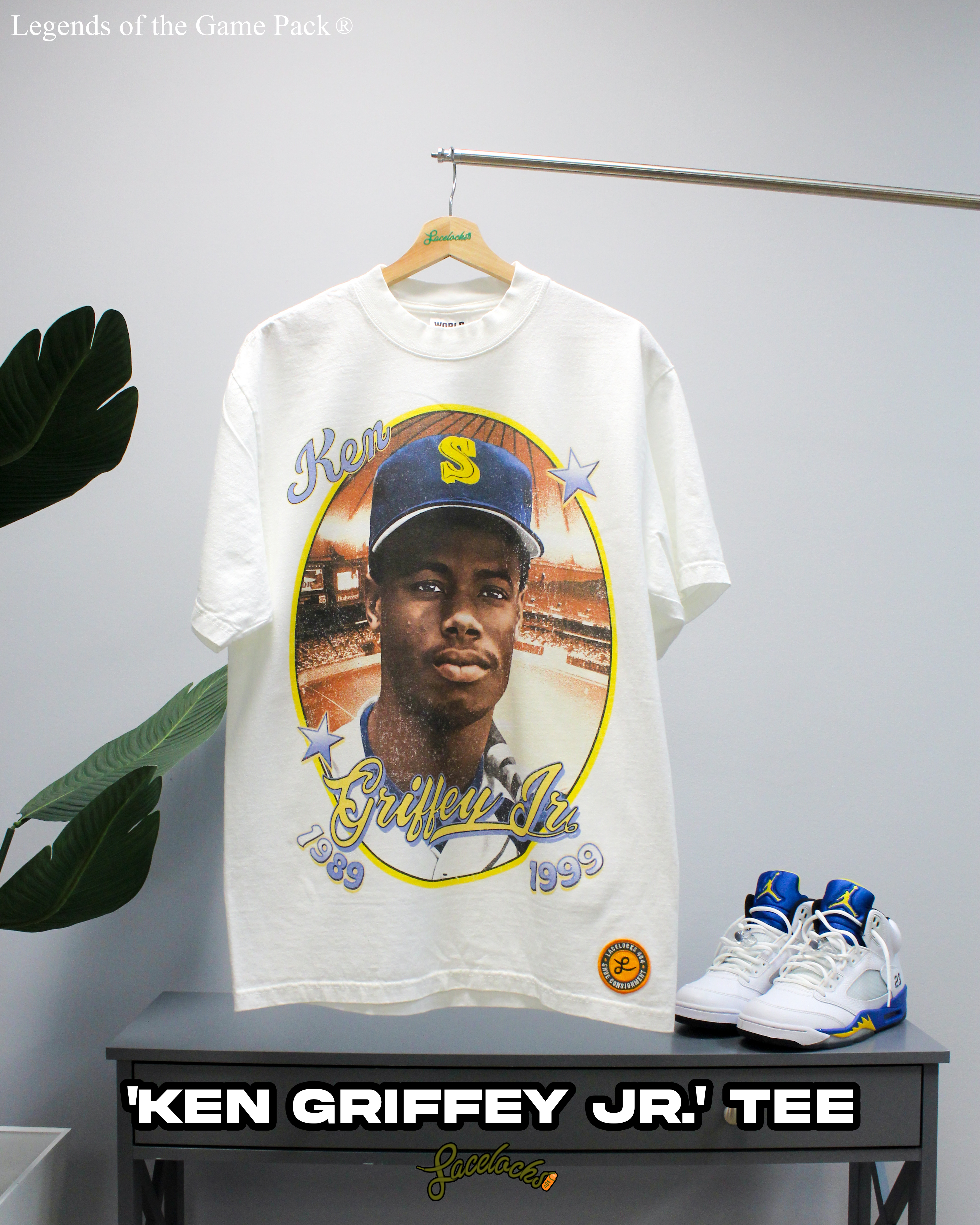 Lacelocks ‘Griffey’ Tee v2 (White & Vintage Black)