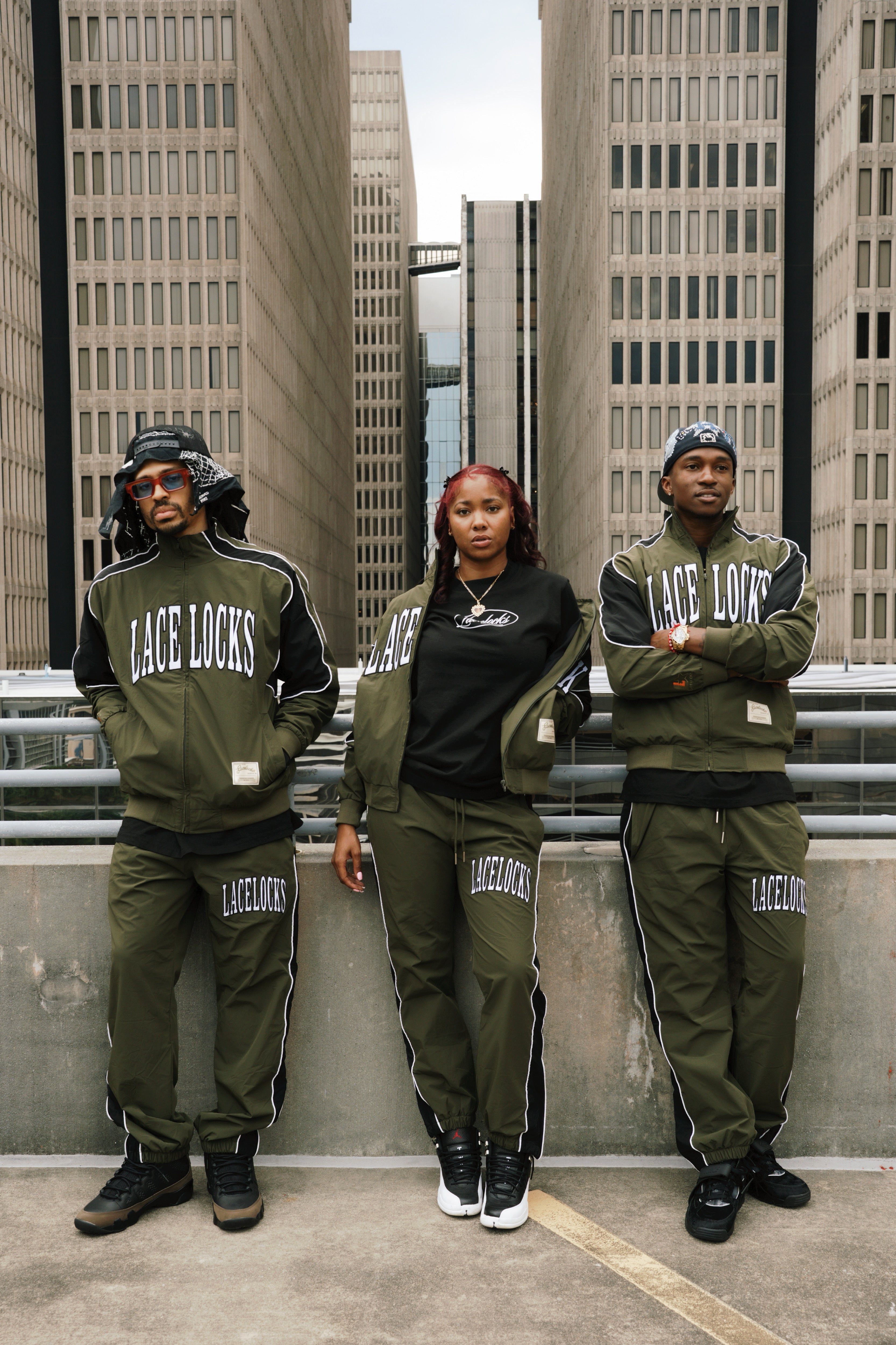 Lacelocks Nylon Trackpants (Olive)