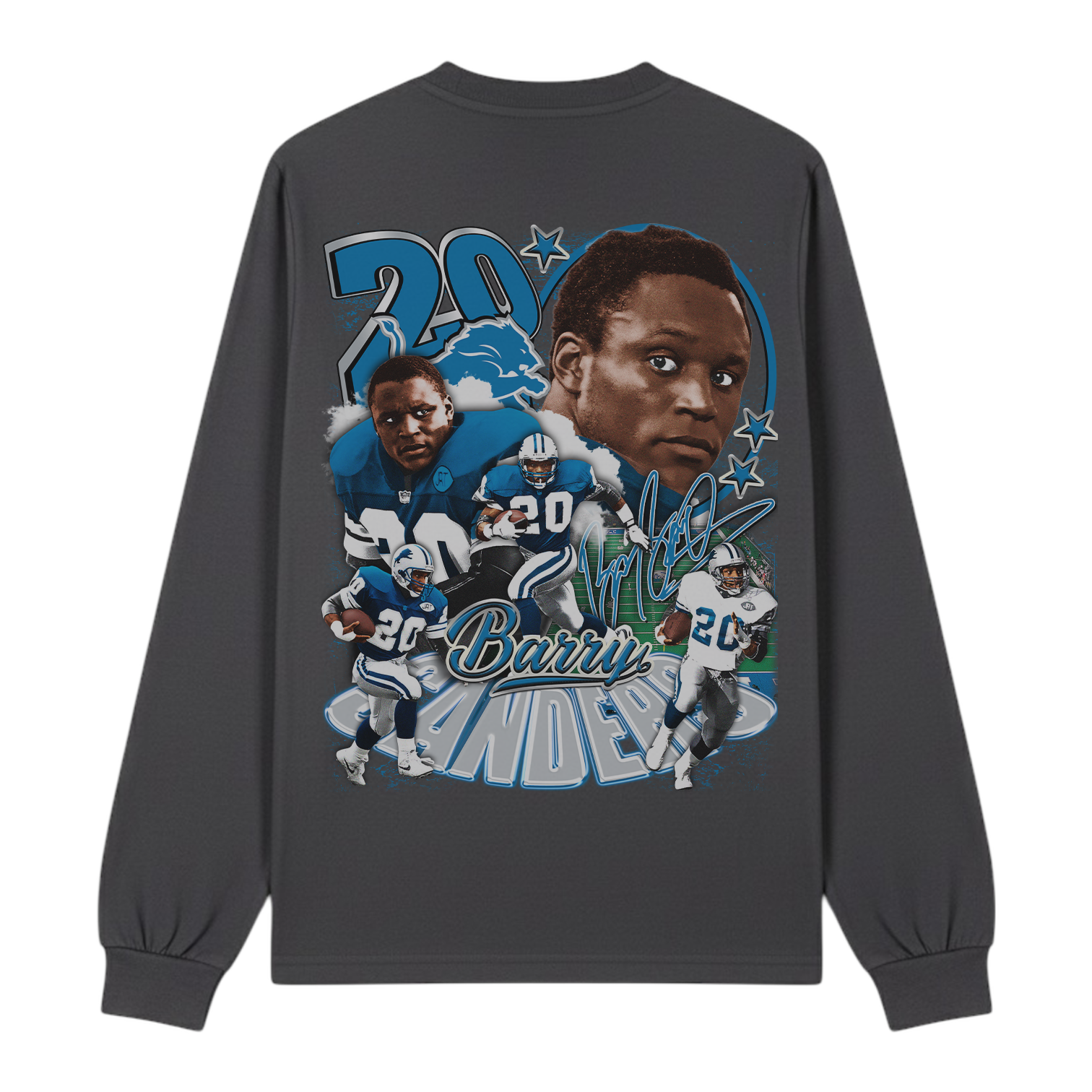 Lacelocks “Barry Sanders” LS Tee (White & Ash Black)