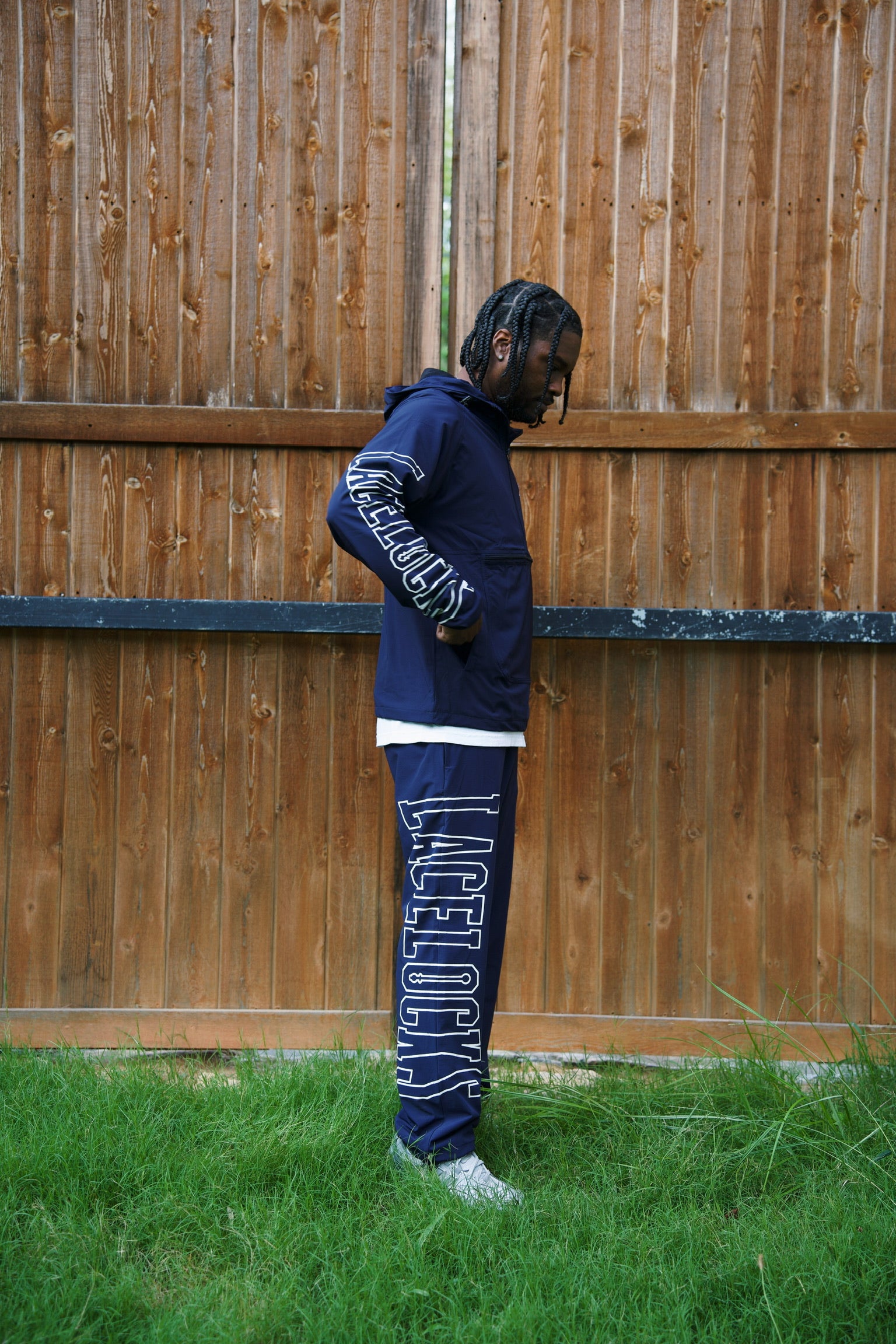 Lacelocks “Oval” Nylon Trackpants (Navy)