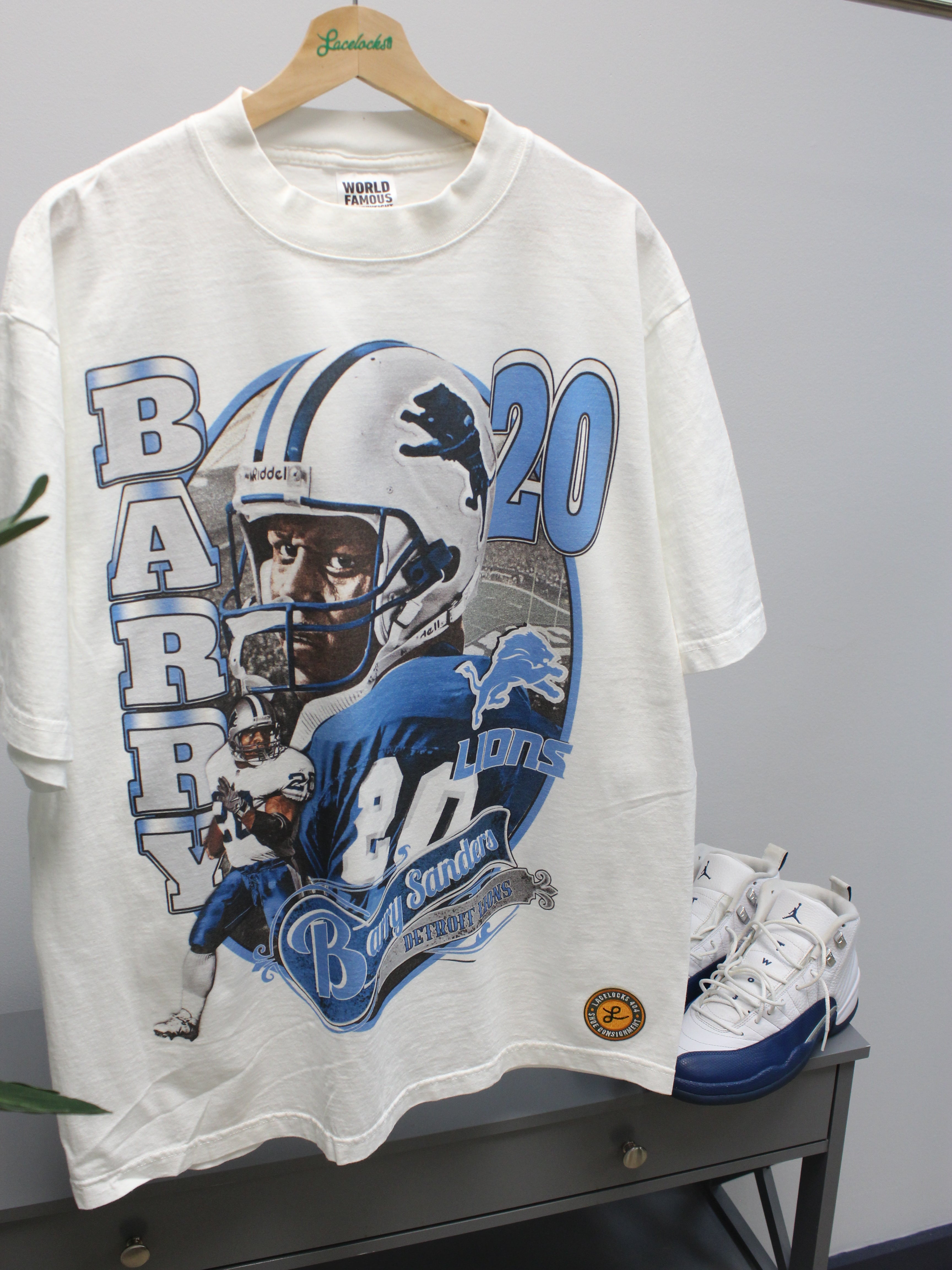 Lacelocks “Barry Sanders” Tee (White & Grey)