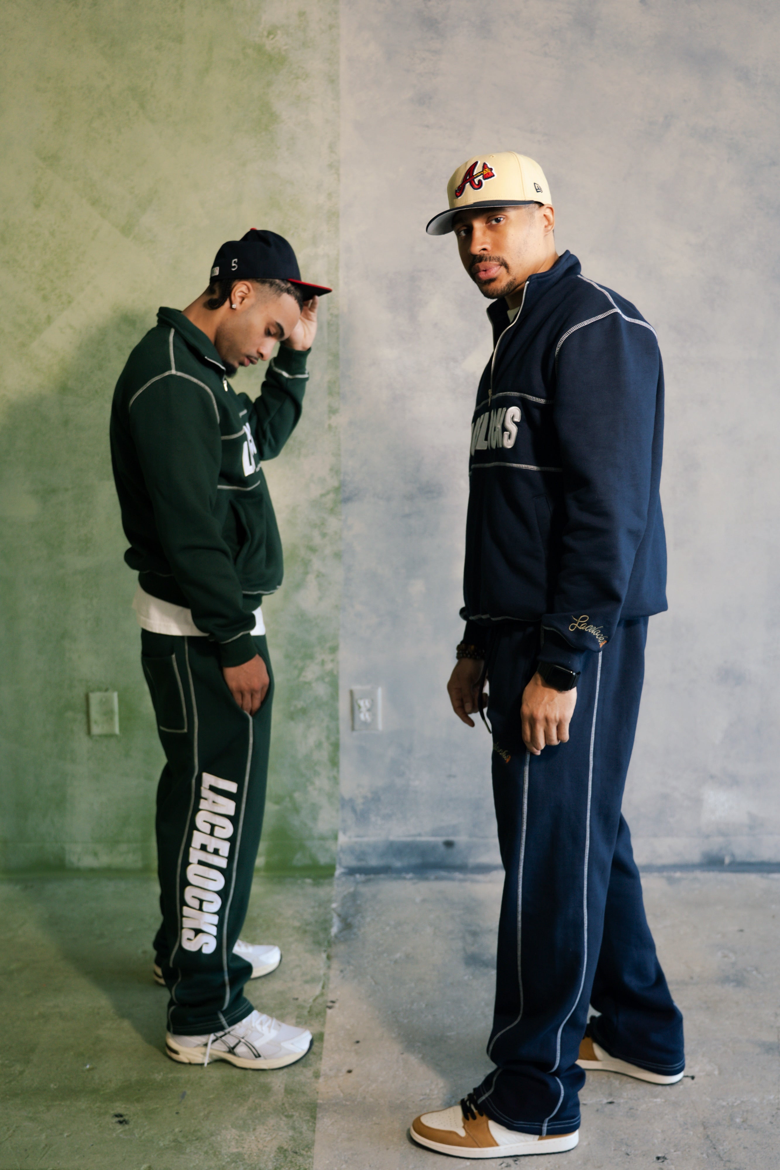 Contrast Stitch Sweatpants (Green)