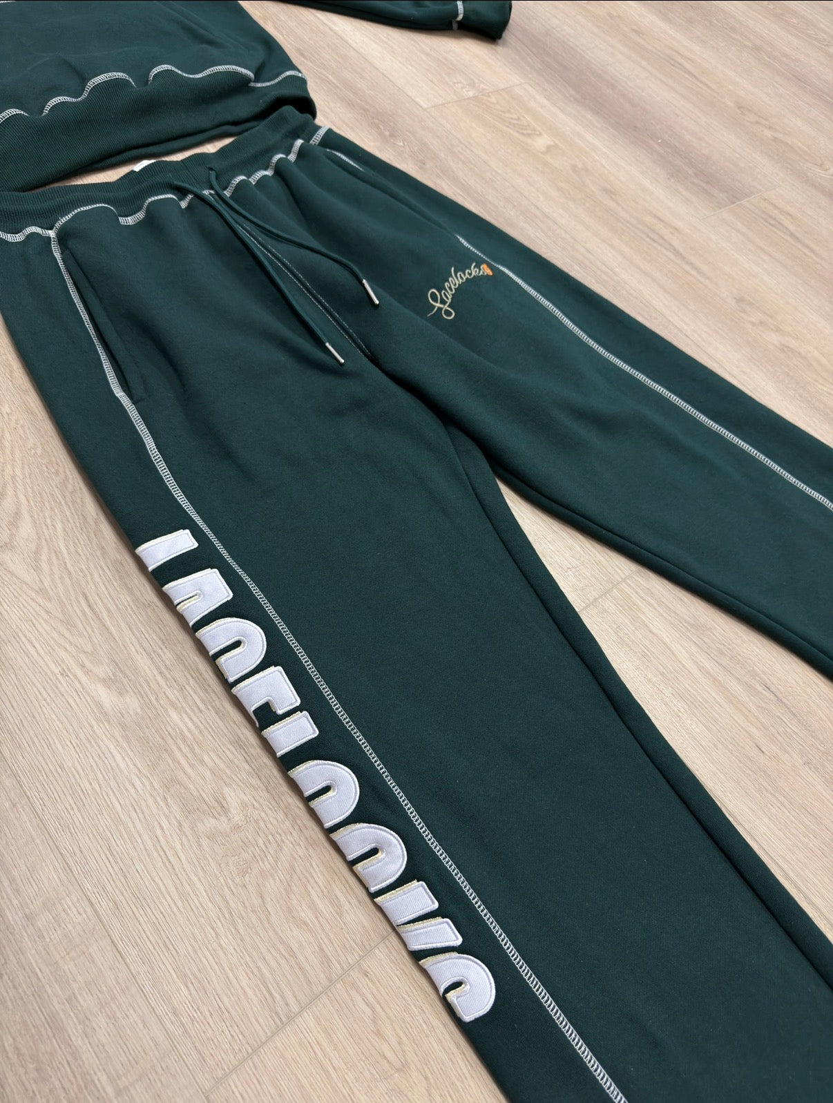 Contrast Stitch Sweatpants (Green)
