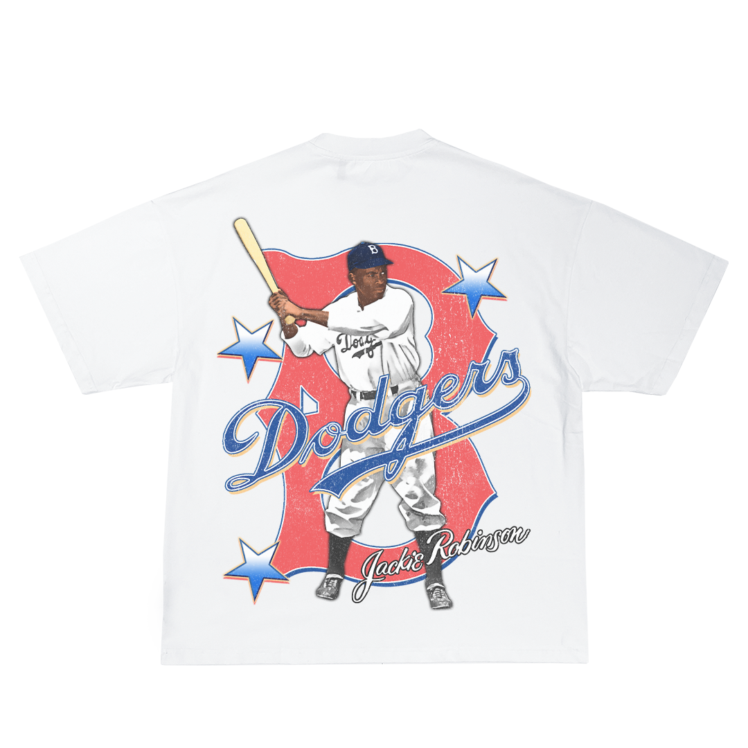 Lacelocks ‘Jackie Robinson’ Tee (White & Vintage Black)