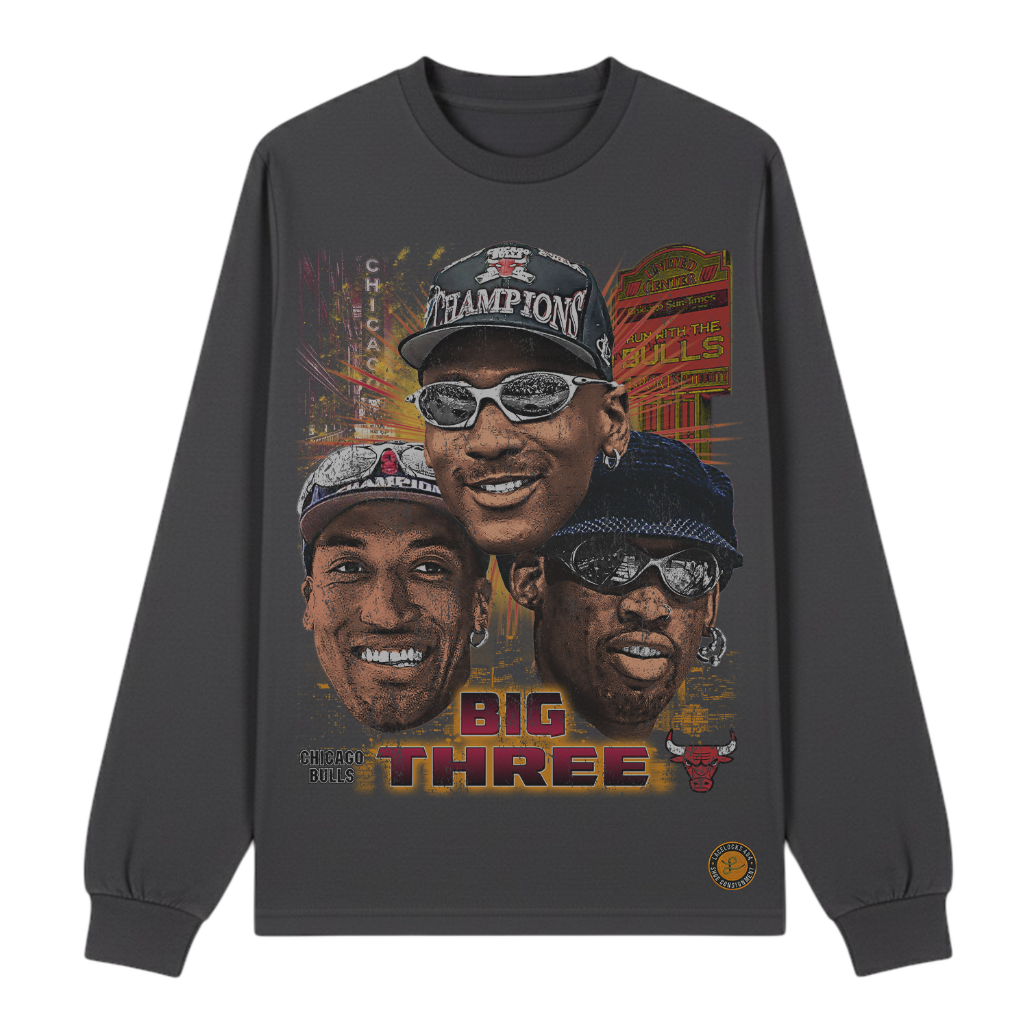 Lacelocks ‘Big 3’  LS Tee (White & Vintage Black)