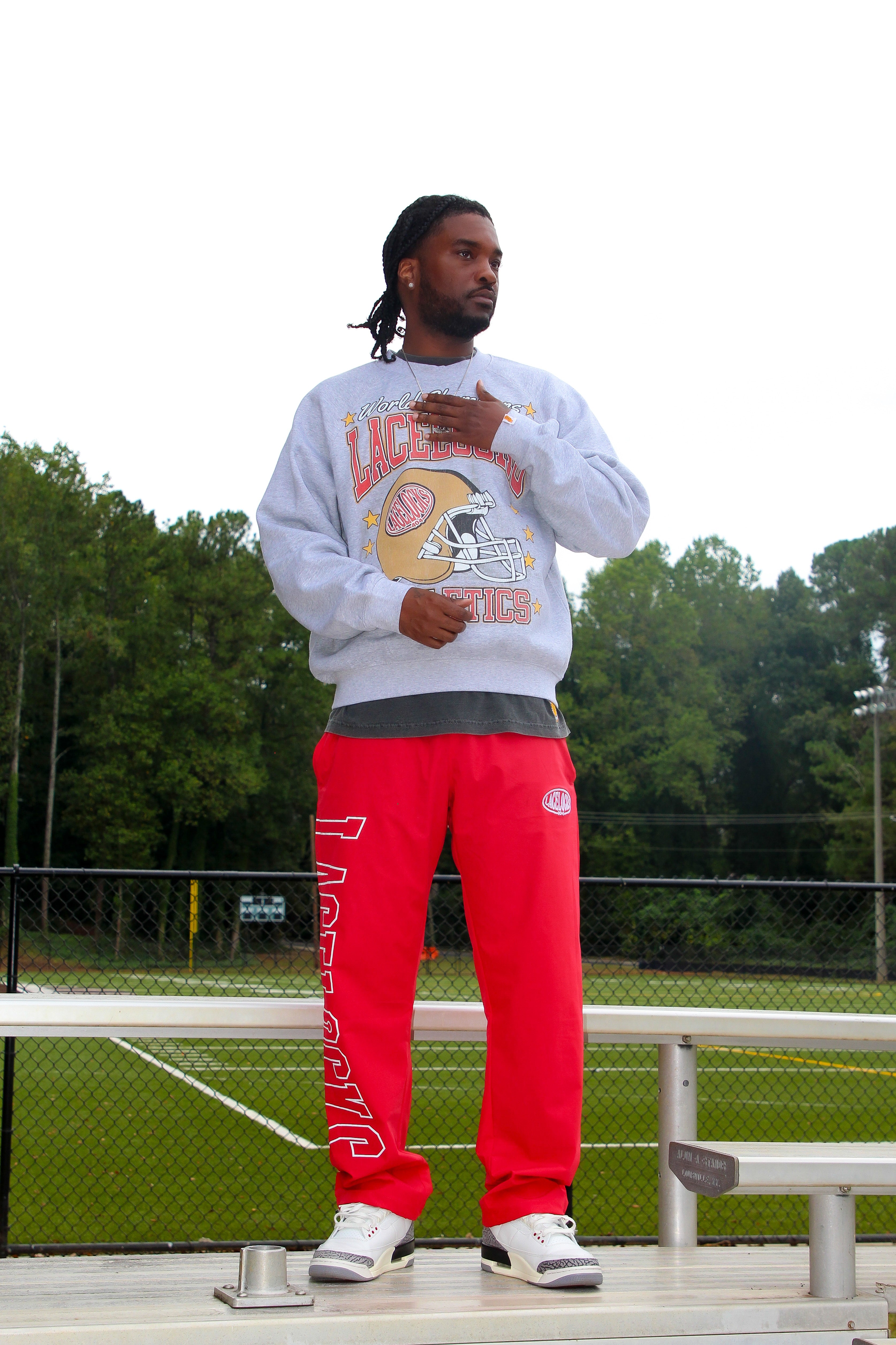 Lacelocks “Oval” Nylon Trackpants (Red)