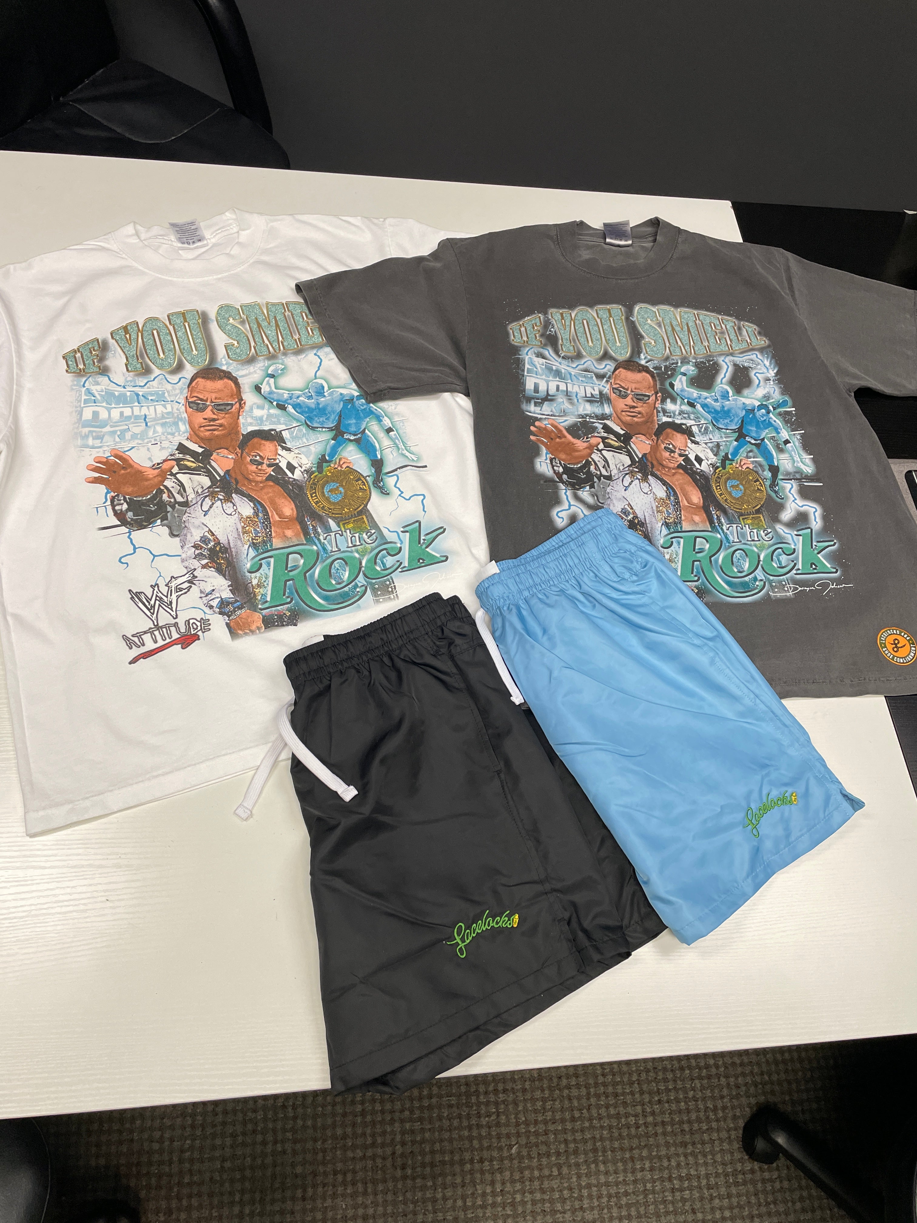 Lacelocks ‘The Rock’ Tee (White & Vintage Black)