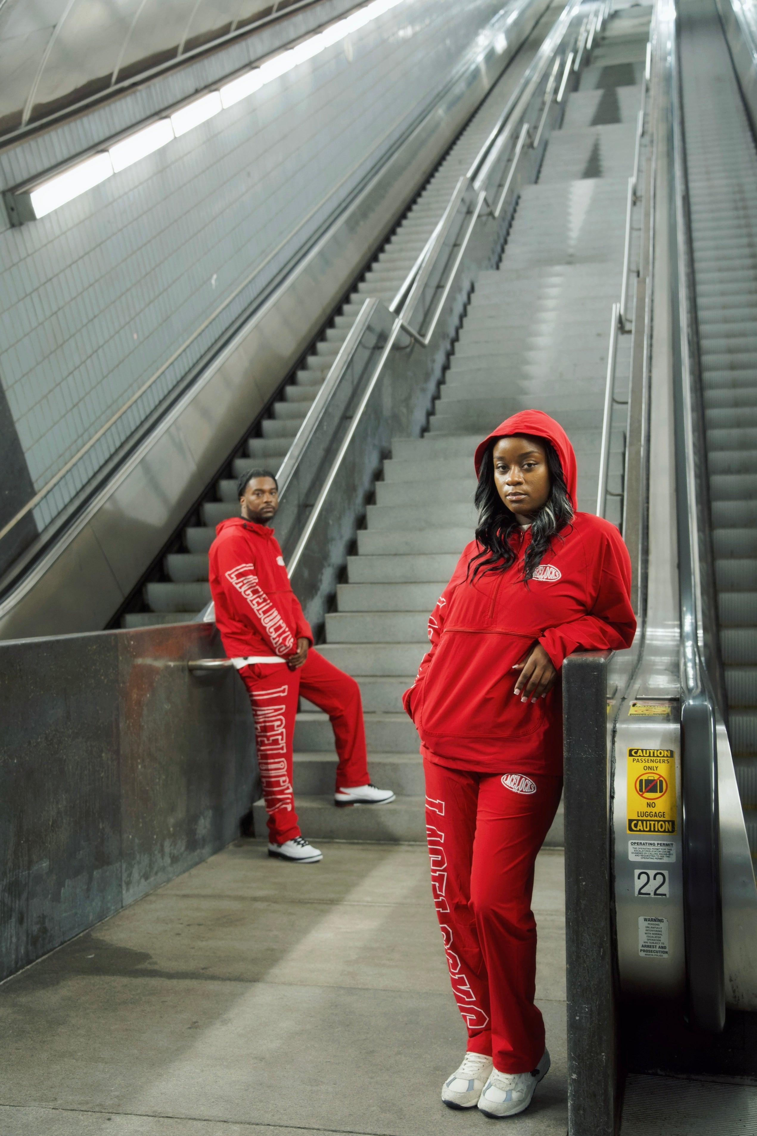 Lacelocks “Oval” Nylon Trackpants (Red)