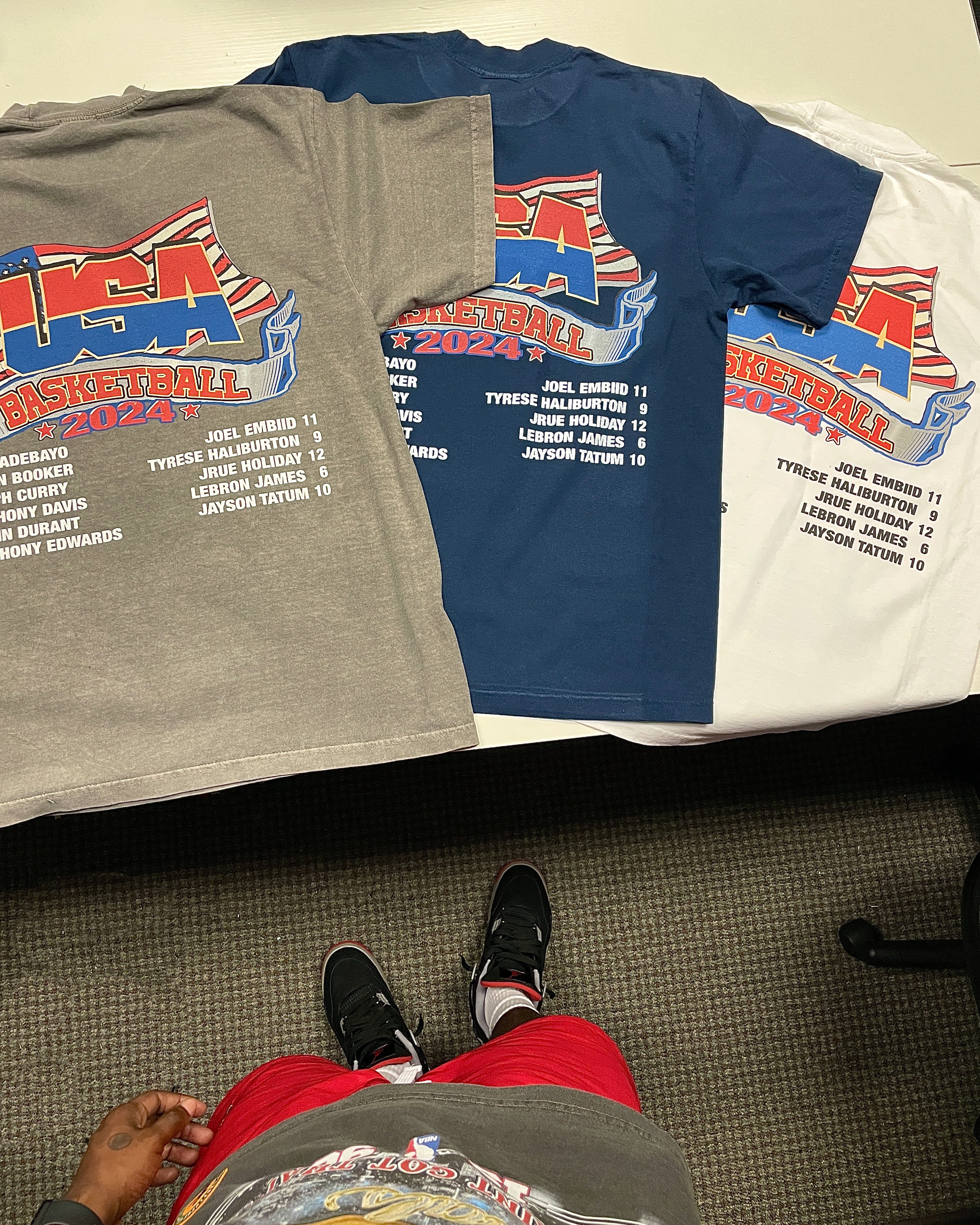 Lacelocks ‘USA Basketball 2024’ Tee (White & Grey)