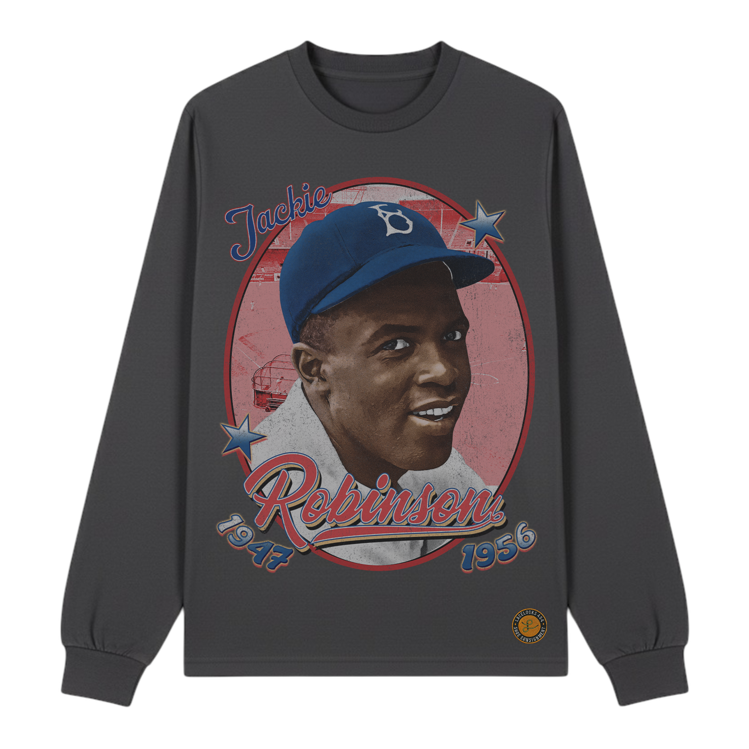 Lacelocks ‘Jackie Robinson’ LS Tee (White & Vintage Black)