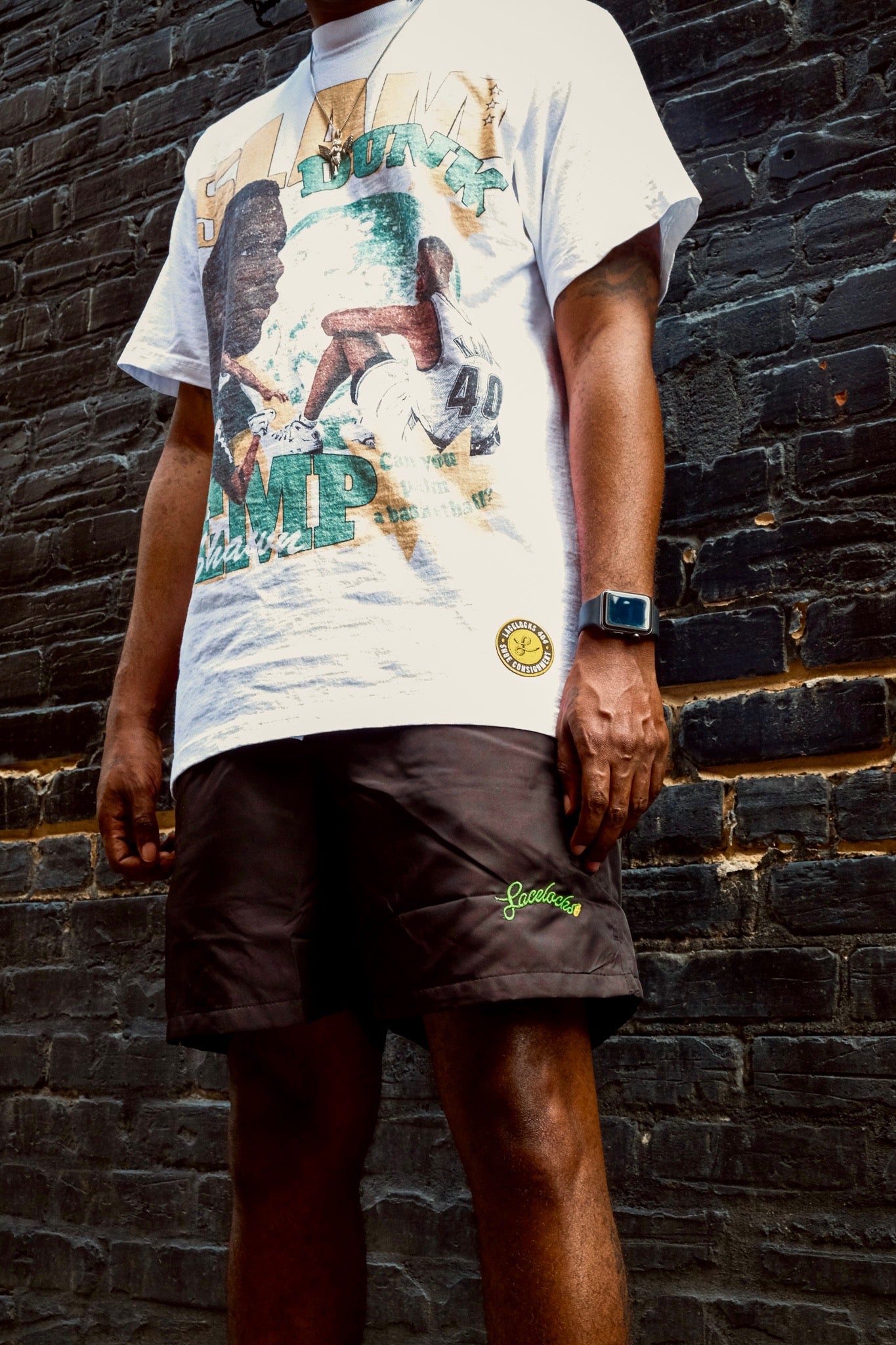 Lacelocks ‘Shawn Kemp’ Tee (White & Vintage Black)