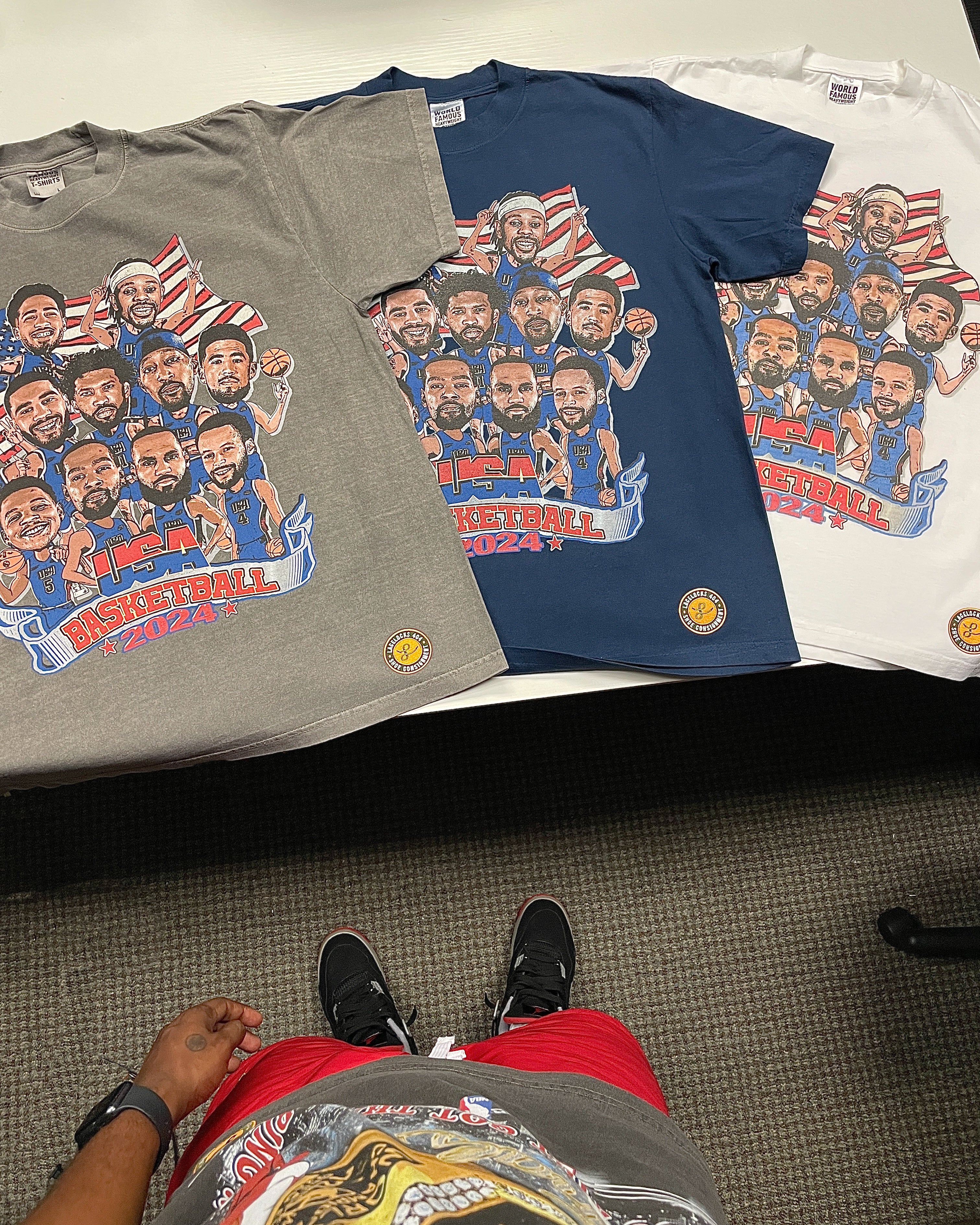 Lacelocks ‘USA Basketball 2024’ Tee (White & Grey)