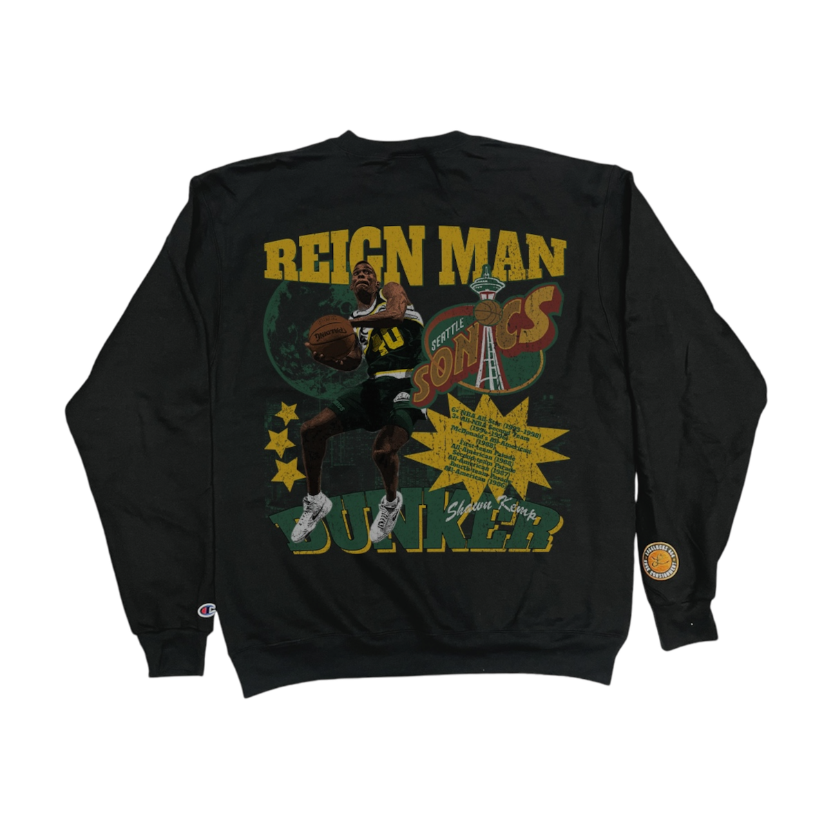 Lacelocks ‘Shawn Kemp’ Crewneck (Grey & Black)