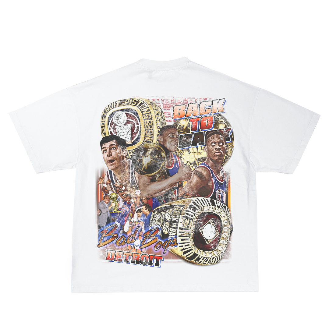 Lacelocks “Bad Boys Pistons” Tee (Ash Black & White)