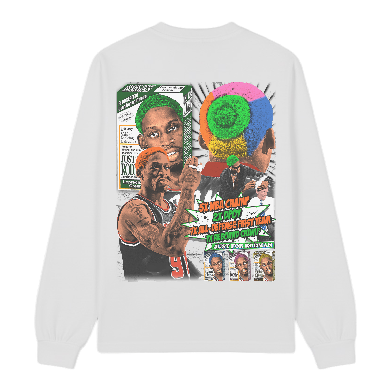 Lacelocks ‘Just For Rodman’ LS Tee (White & Vintage Black)