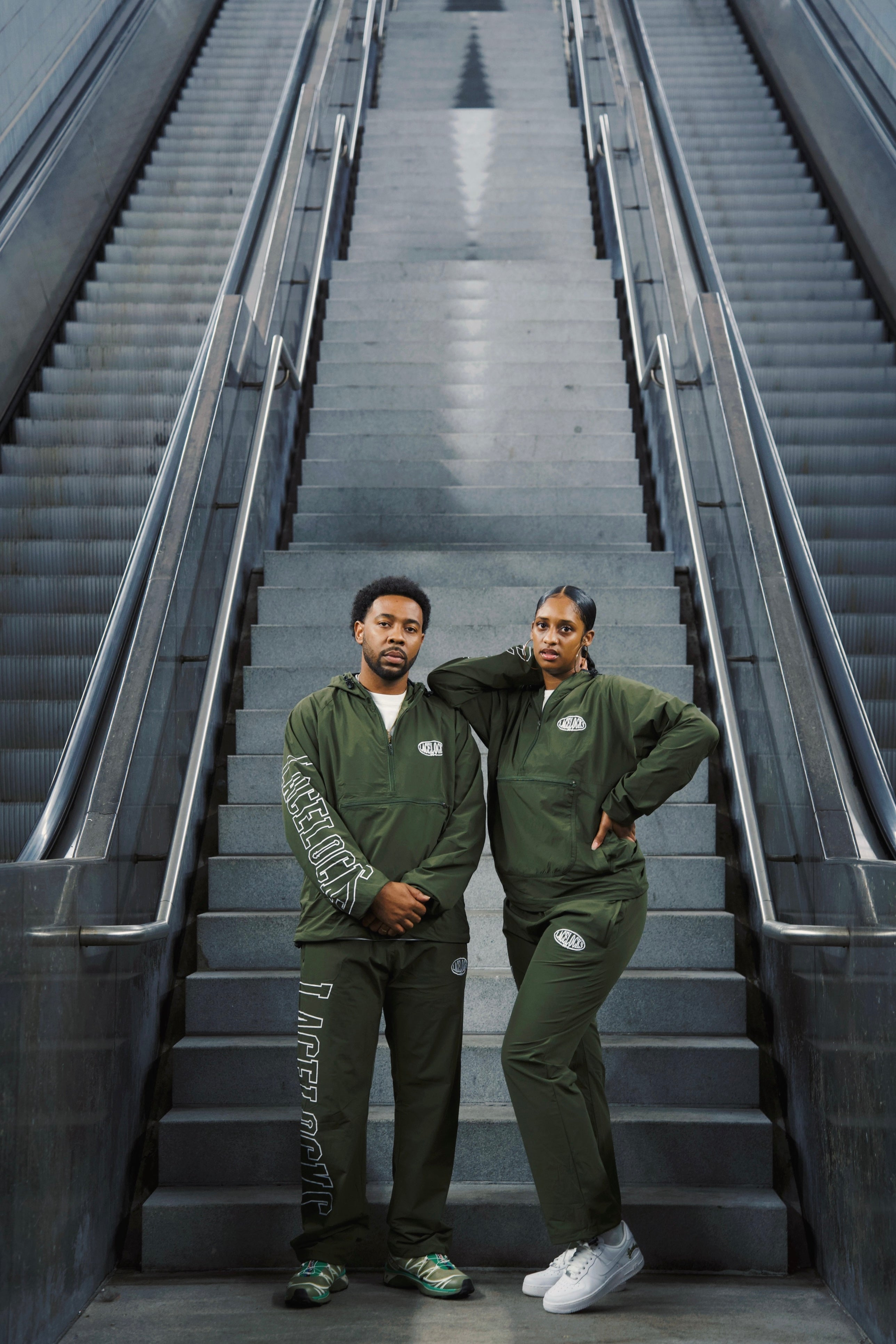 Lacelocks “Oval” Nylon Trackpants (Olive Green)