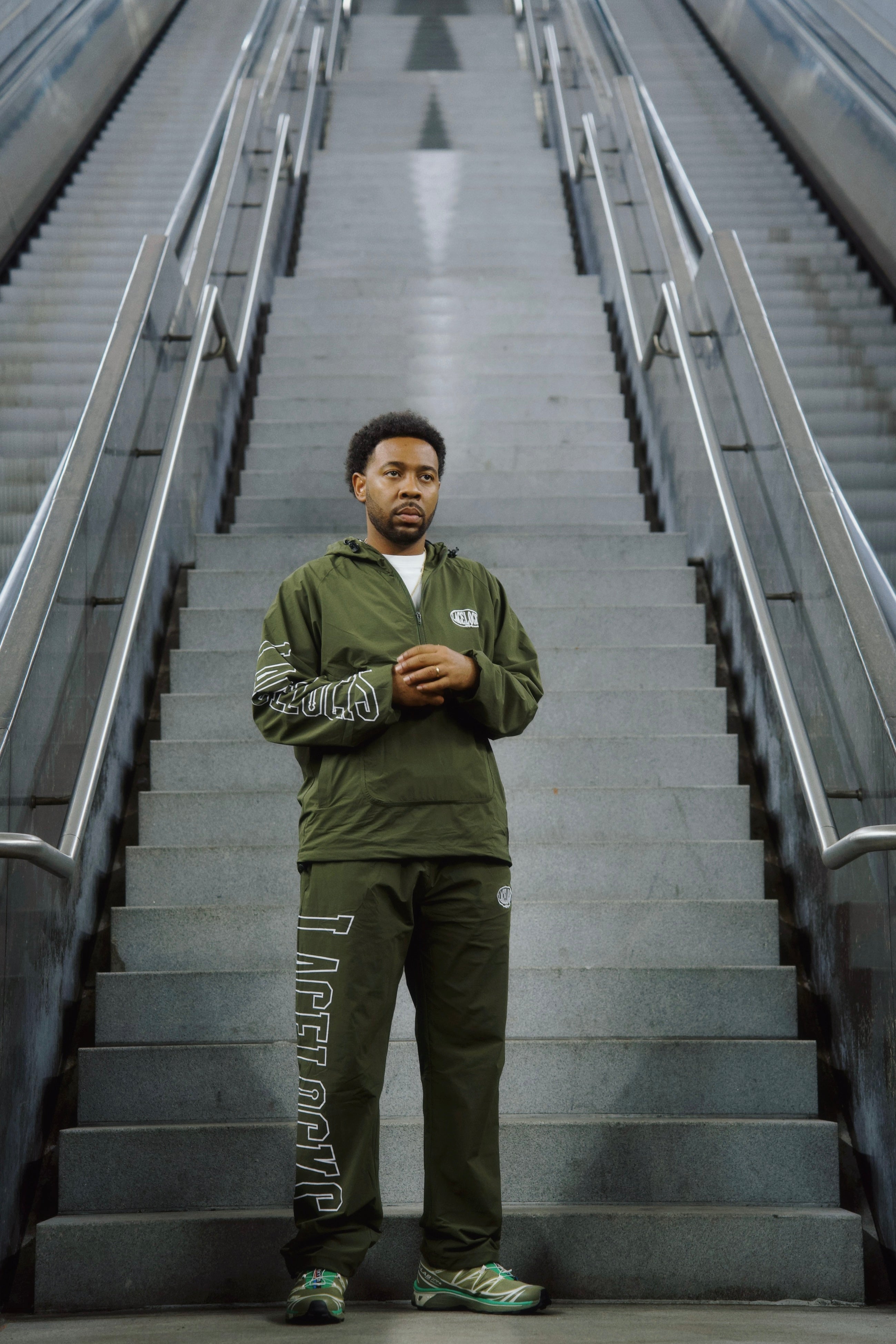 Lacelocks “Oval” Nylon Trackpants (Olive Green)