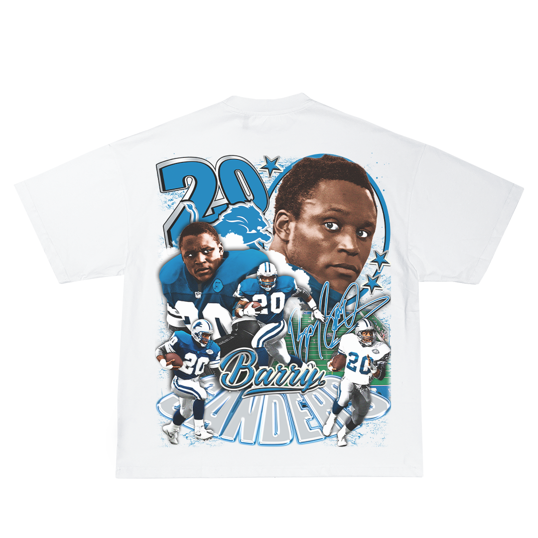 Lacelocks “Barry Sanders” Tee (White & Grey)
