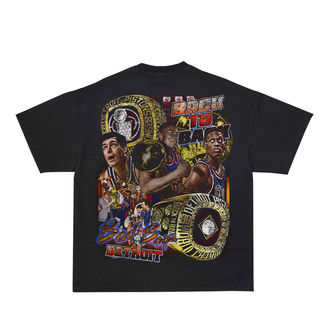 Lacelocks “Bad Boys Pistons” Tee (Ash Black & White)