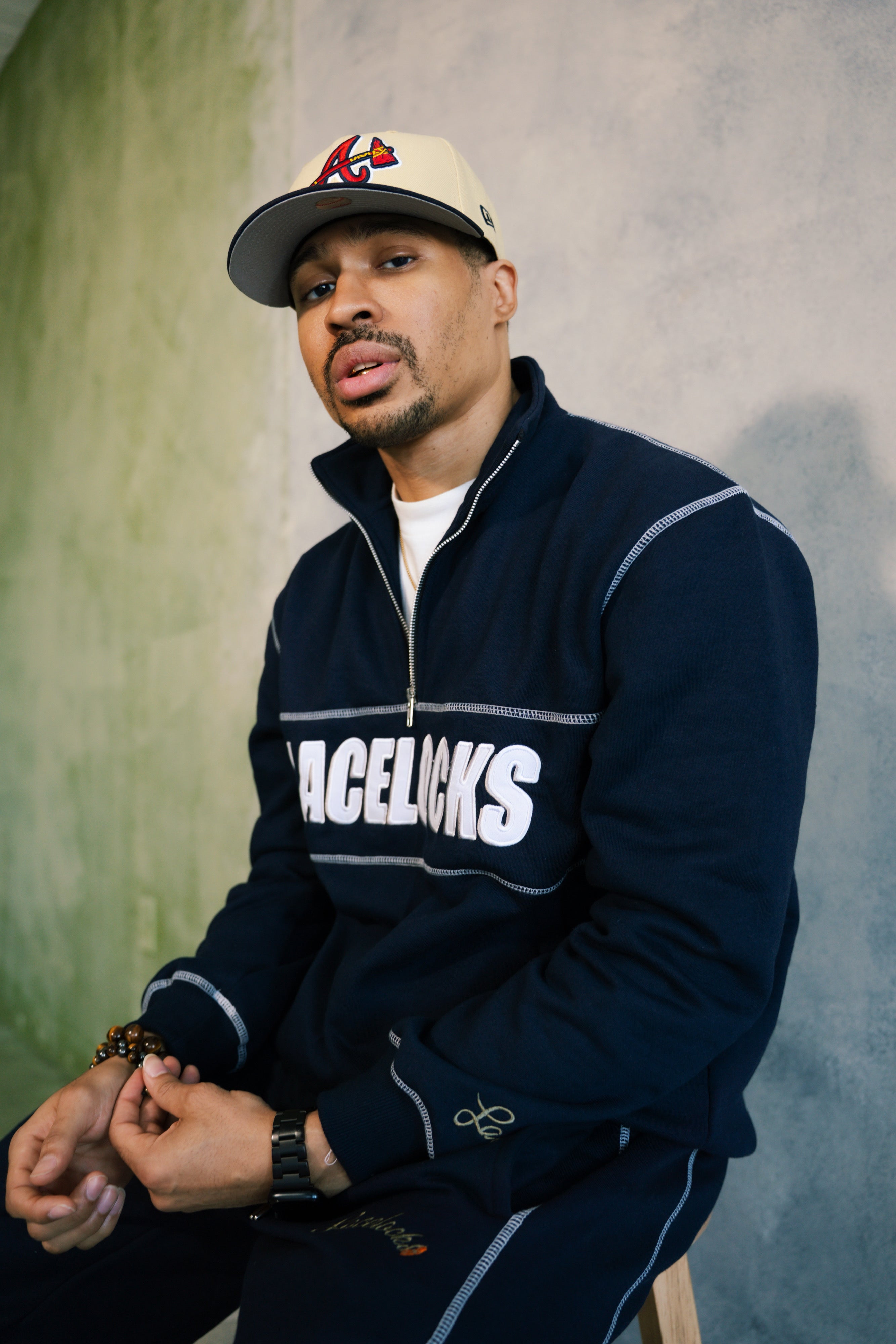 Contrast Stitch Crewneck (Navy)