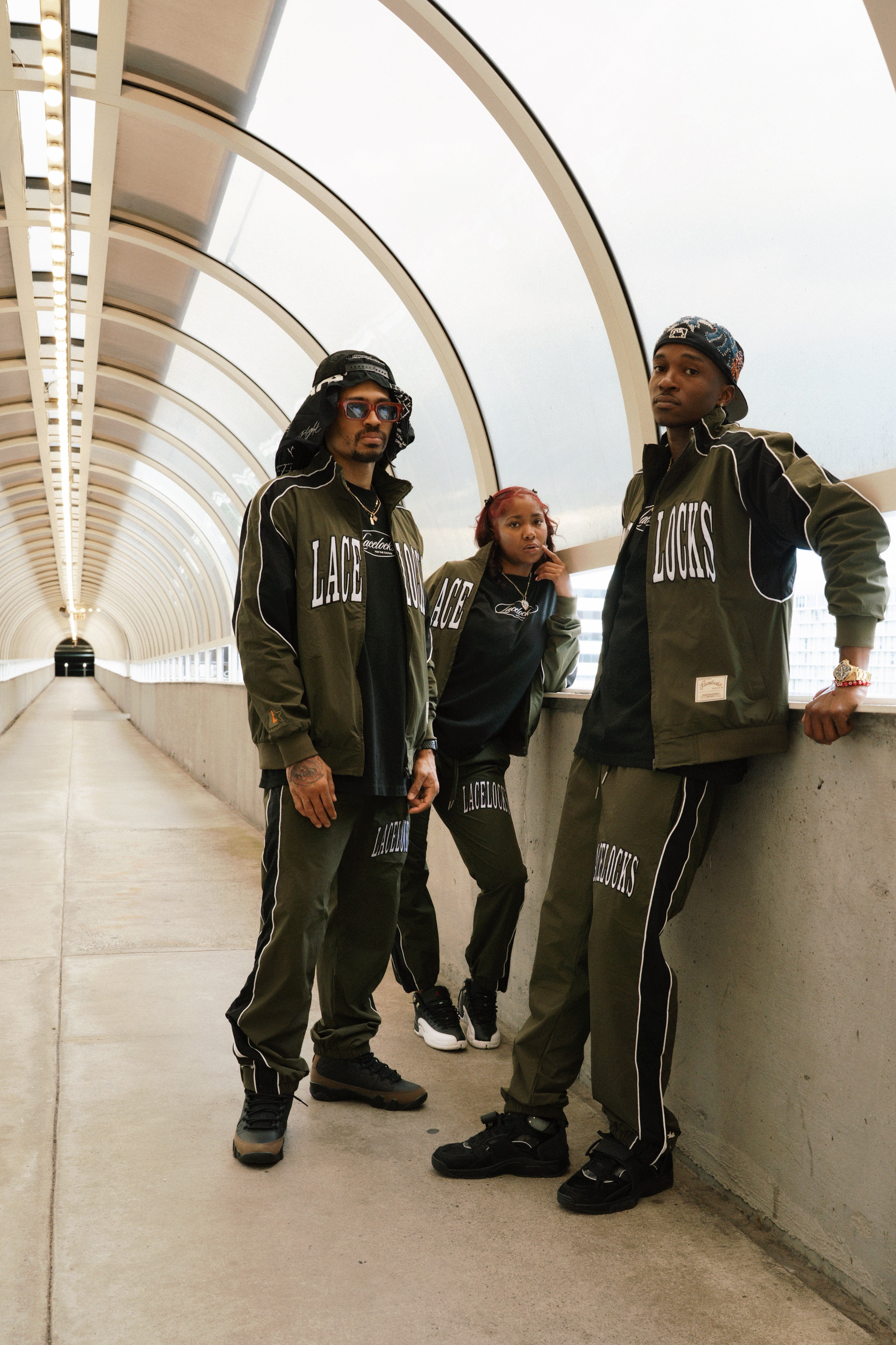 Lacelocks Nylon Trackpants (Olive)