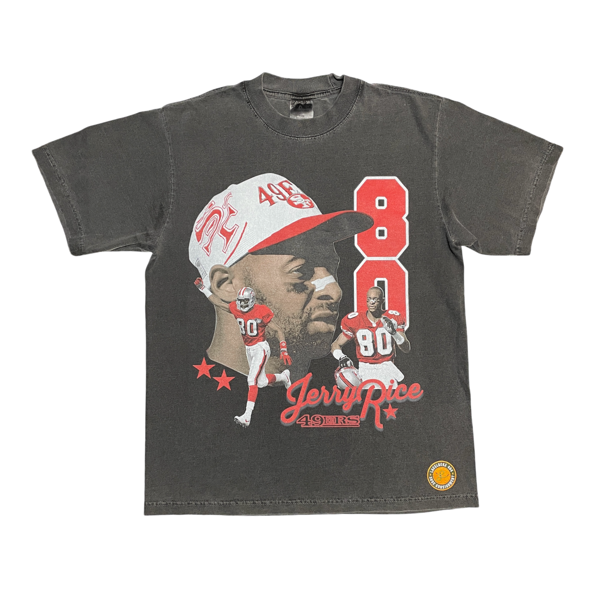 Lacelocks “Jerry Rice” Tee (Vintage Black & White)