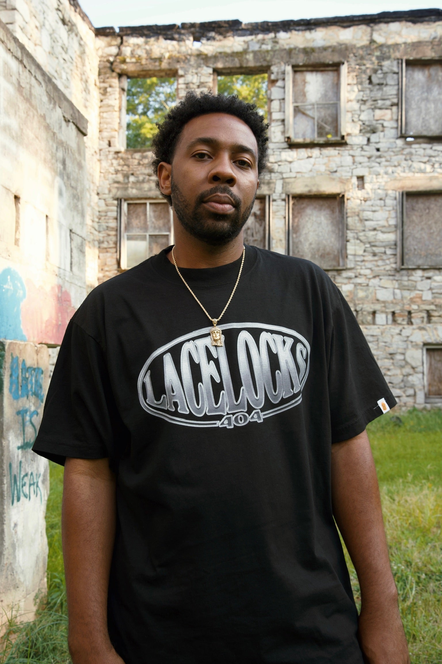Lacelocks ‘Steel Oval’ Tee (Black)