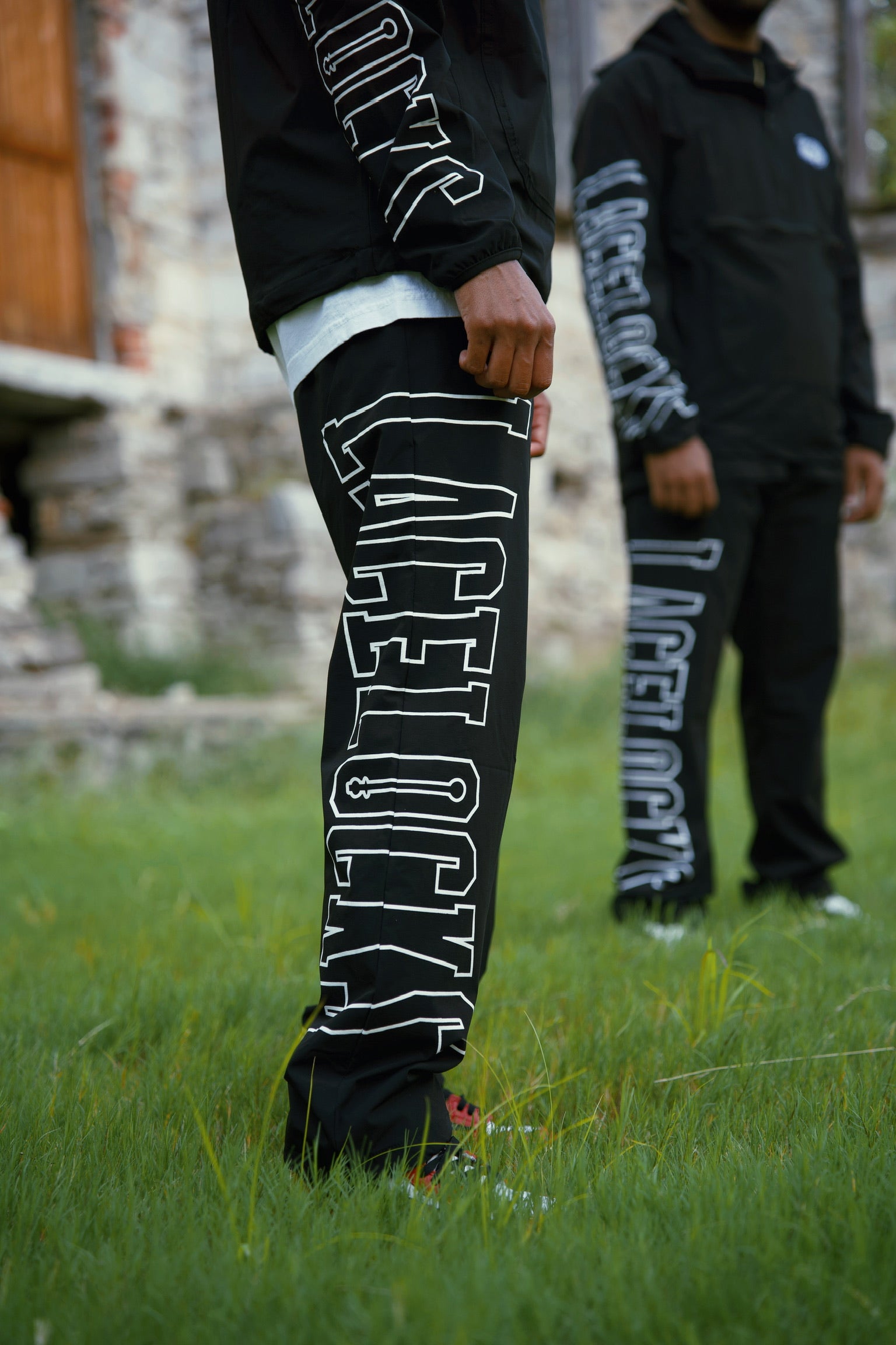 Lacelocks “Oval” Nylon Trackpants (Black)