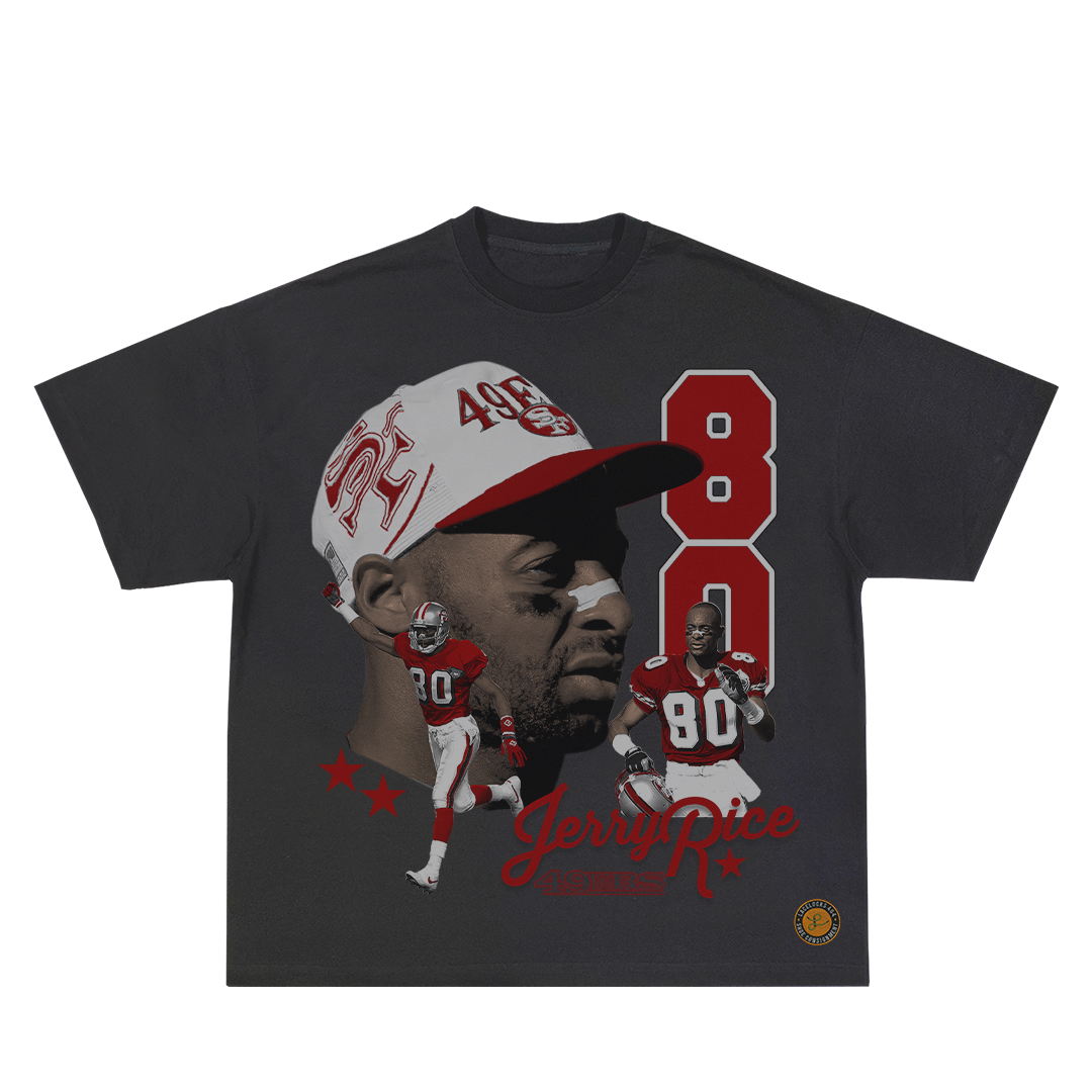 Lacelocks “Jerry Rice” Tee (Vintage Black & White)