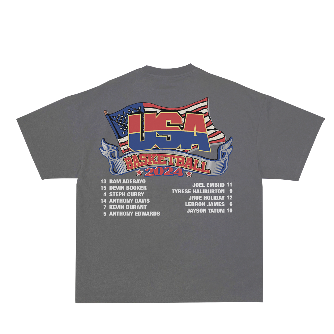 Lacelocks ‘USA Basketball 2024’ Tee (White & Grey)