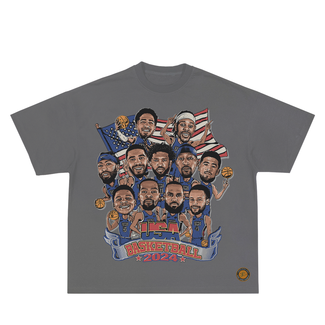 Lacelocks ‘USA Basketball 2024’ Tee (White & Grey)