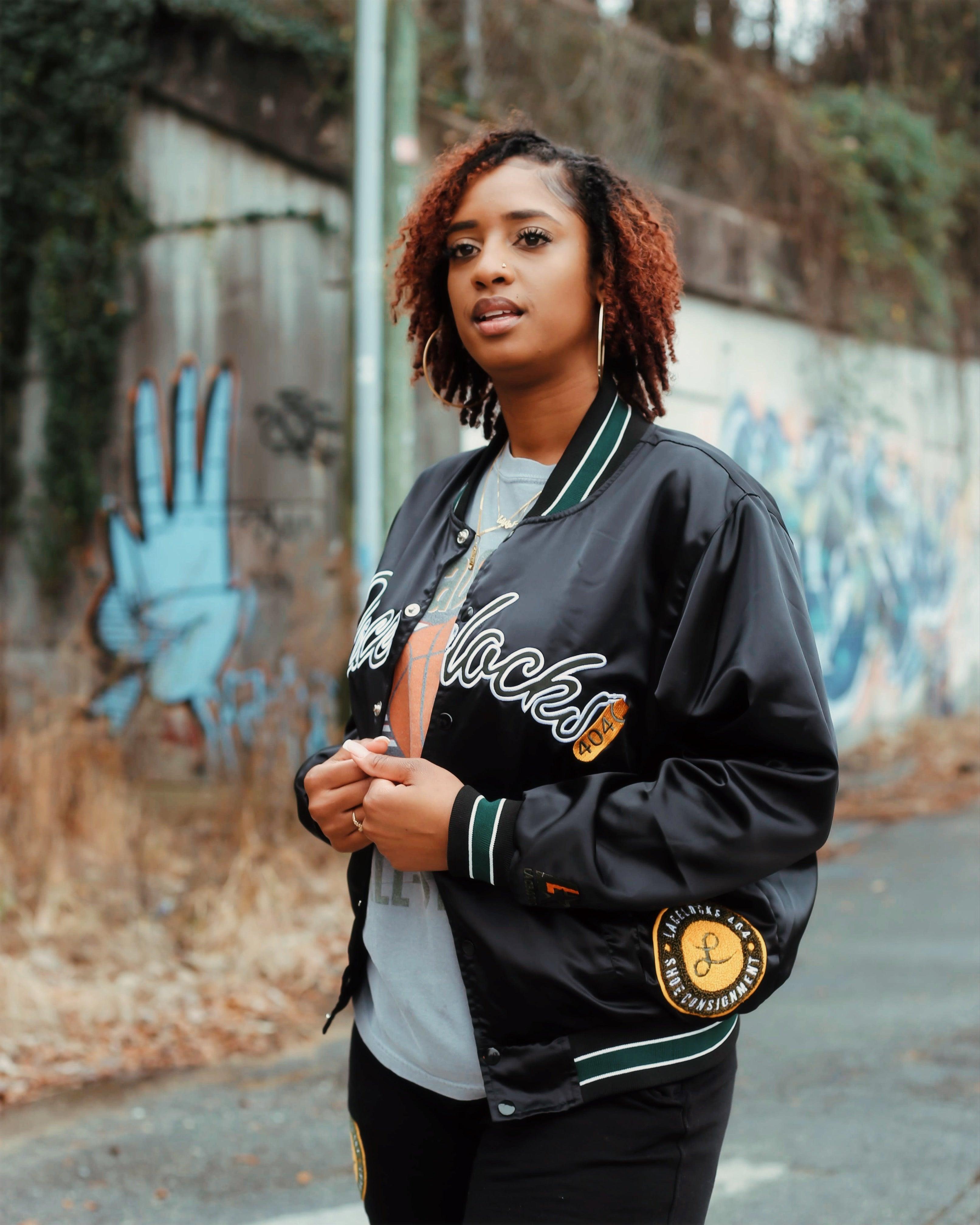 Lacelocks Satin Bomber (Black) - Lacelocks404
